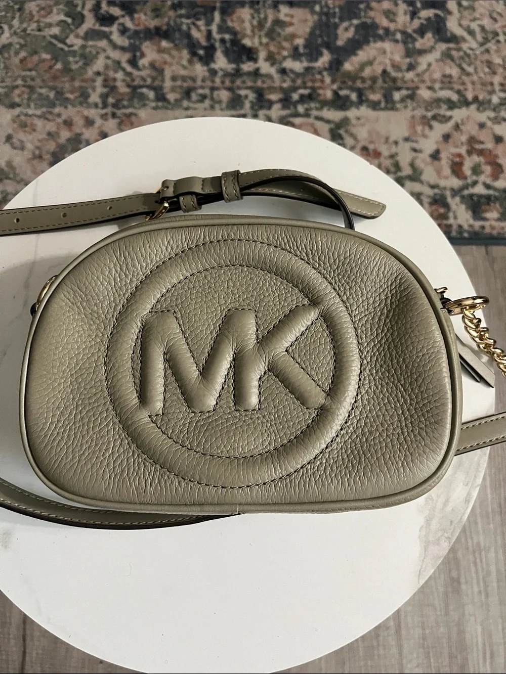Michael Kors Pebbled Leather Camera Bag in Taupe